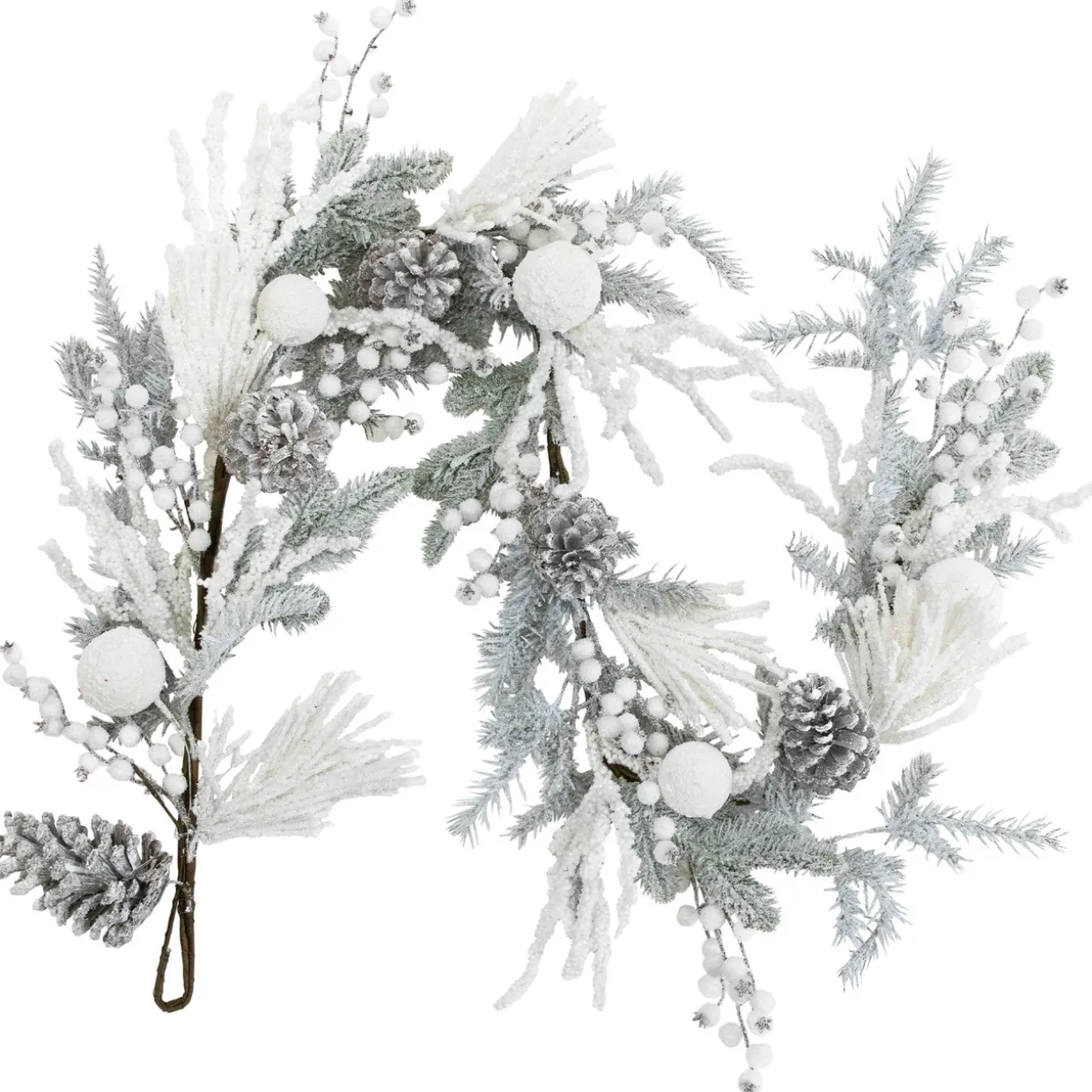 Flocked Pinecones and Berries Artificial Pine Christmas Garland - 6' x 8" - Unlit