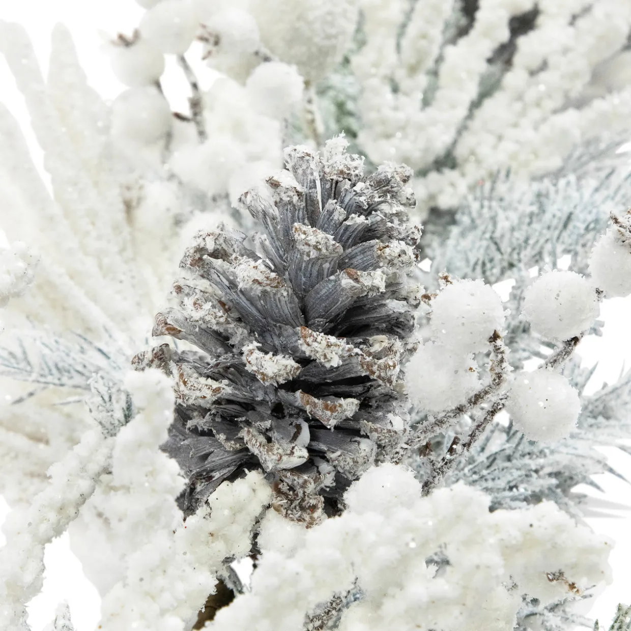 Flocked Pinecones and Berries Artificial Pine Christmas Garland - 6' x 8" - Unlit