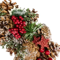 Flocked Pinecones and Glittered Stars Christmas Wreath - 13.25