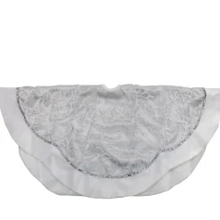 Floral Sequin Trimmed Christmas Tree Skirt - 48