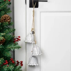 Fluted Bell Trio Christmas Decorations - 20" - White - Set of 2