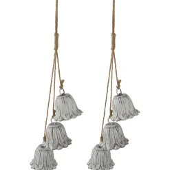 Fluted Bell Trio Christmas Decorations - 20" - White - Set of 2