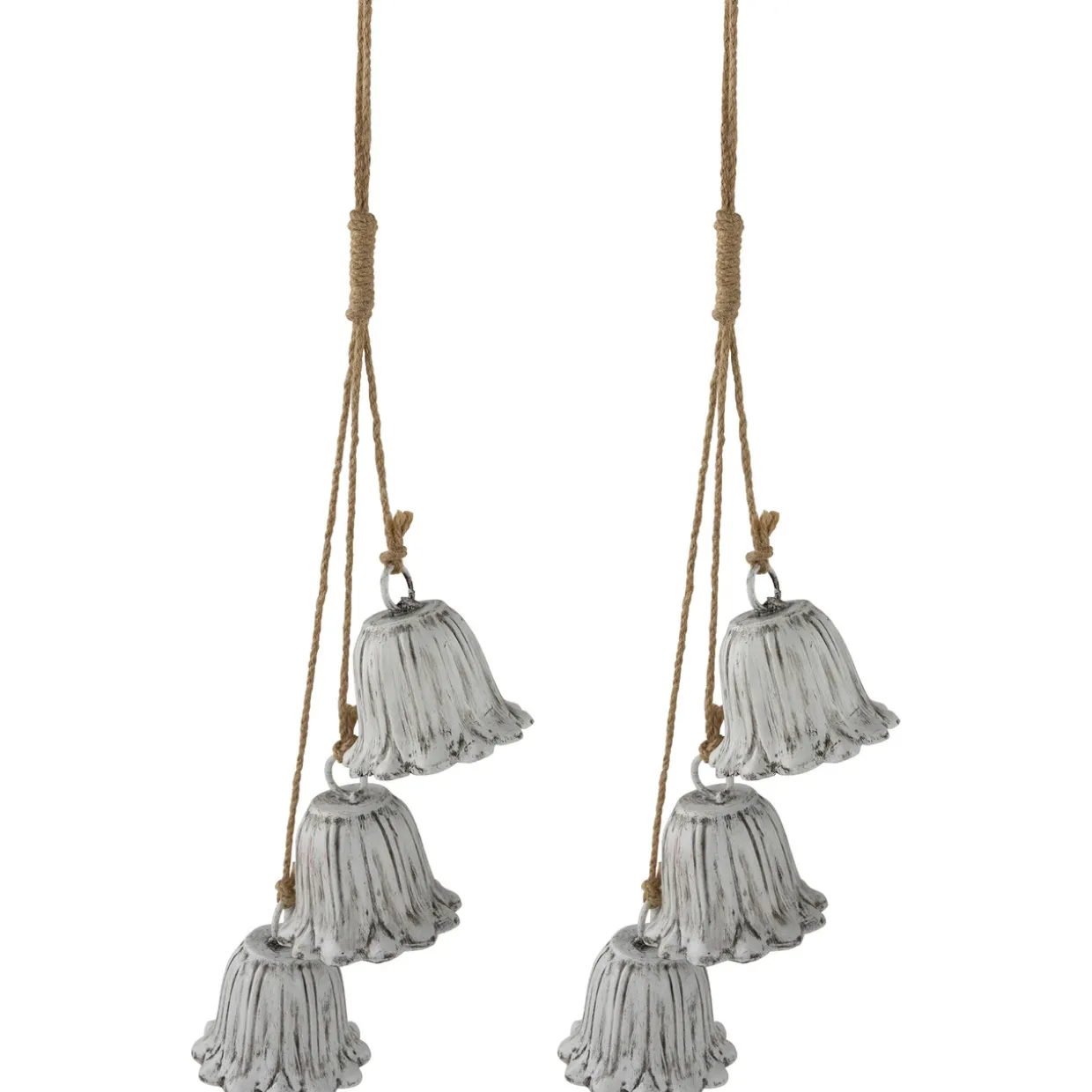 Fluted Bell Trio Christmas Decorations - 20" - White - Set of 2