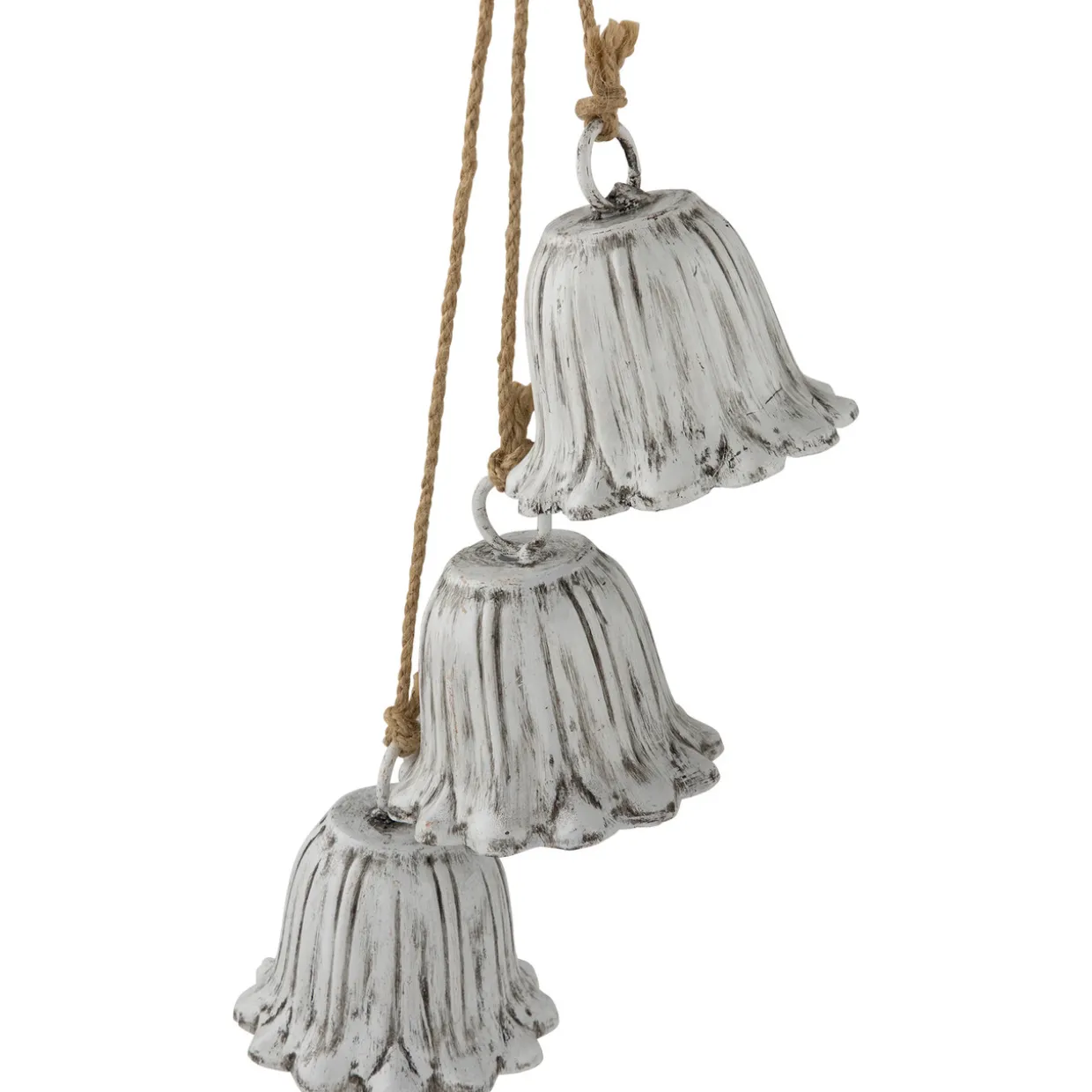 Fluted Bell Trio Christmas Decorations - 20" - White - Set of 2