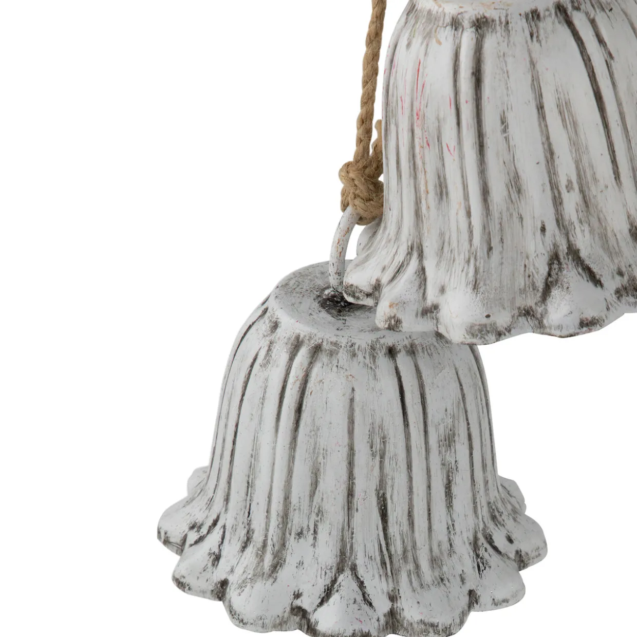 Fluted Bell Trio Christmas Decorations - 20" - White - Set of 2