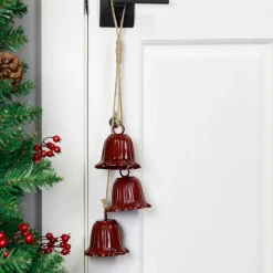 Fluted Bells Trio Christmas Decorations - 20" - Red - Set of 2