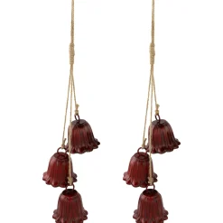 Fluted Bells Trio Christmas Decorations - 20" - Red - Set of 2