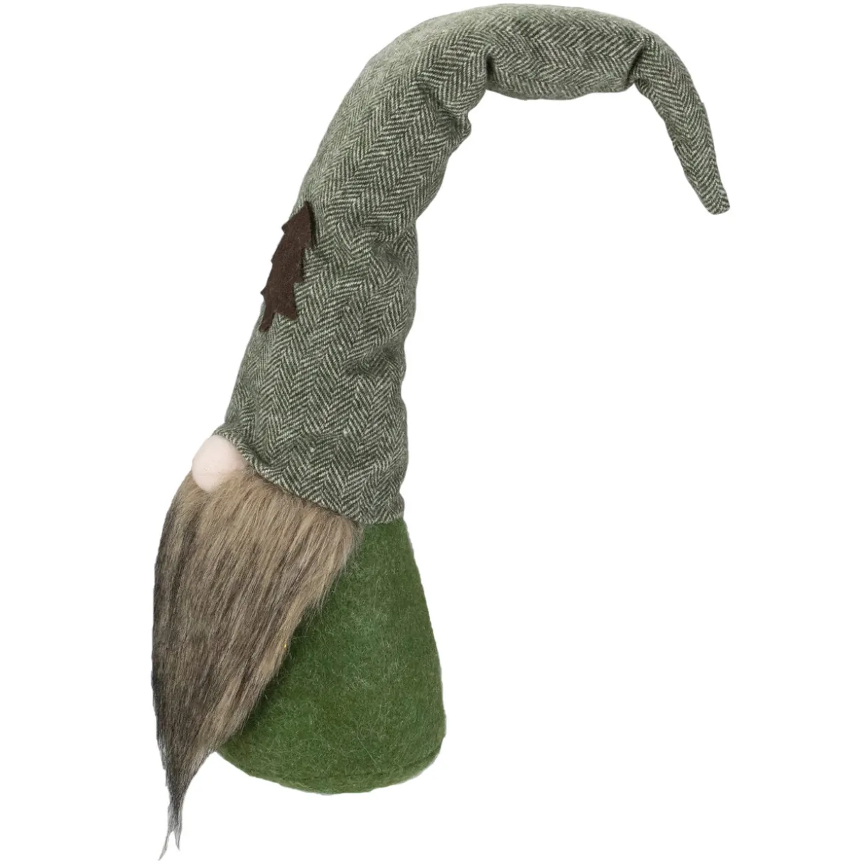 Forest Tree Chevron Hat Gnome Head Christmas Decoration - 21" - Green and Brown