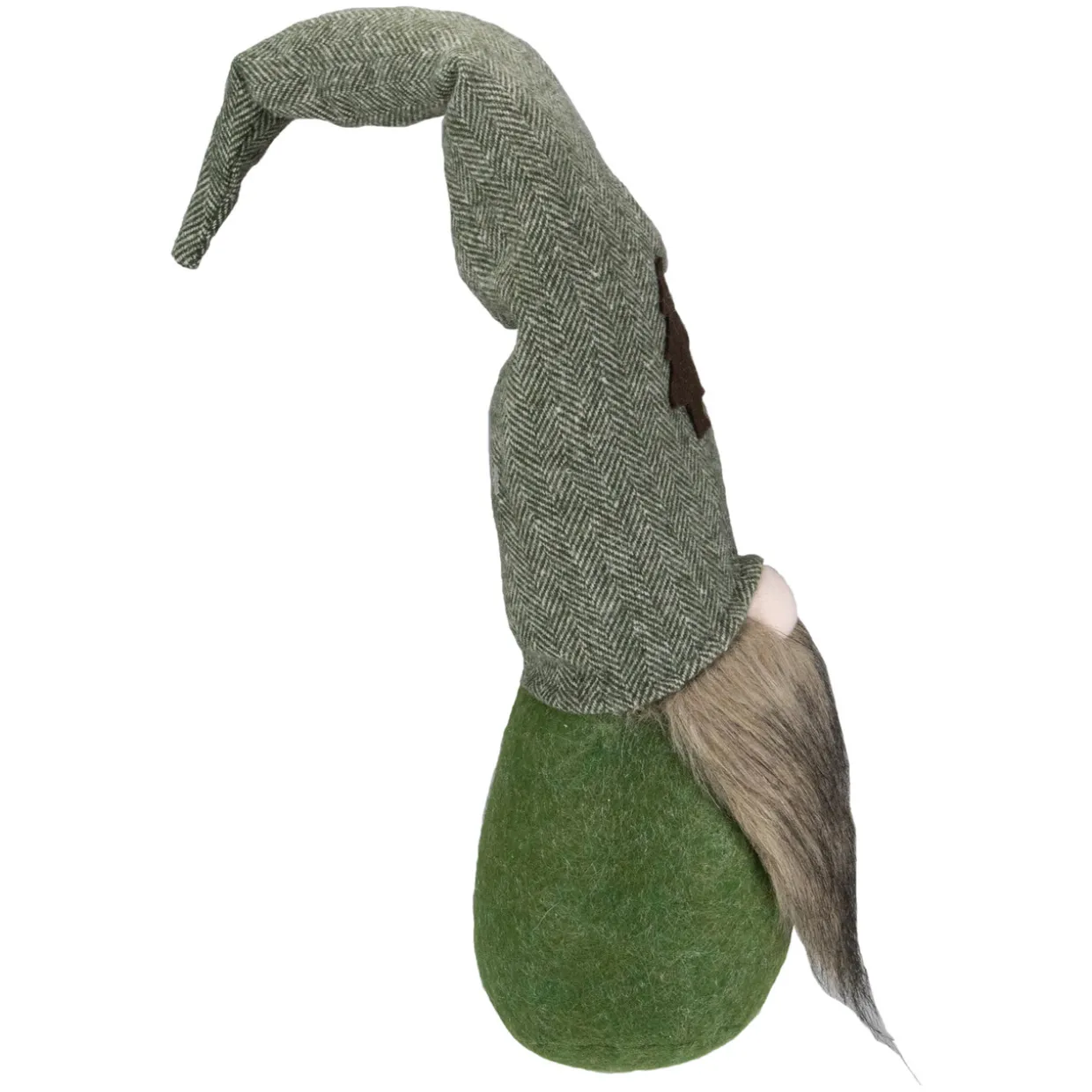 Forest Tree Chevron Hat Gnome Head Christmas Decoration - 21" - Green and Brown