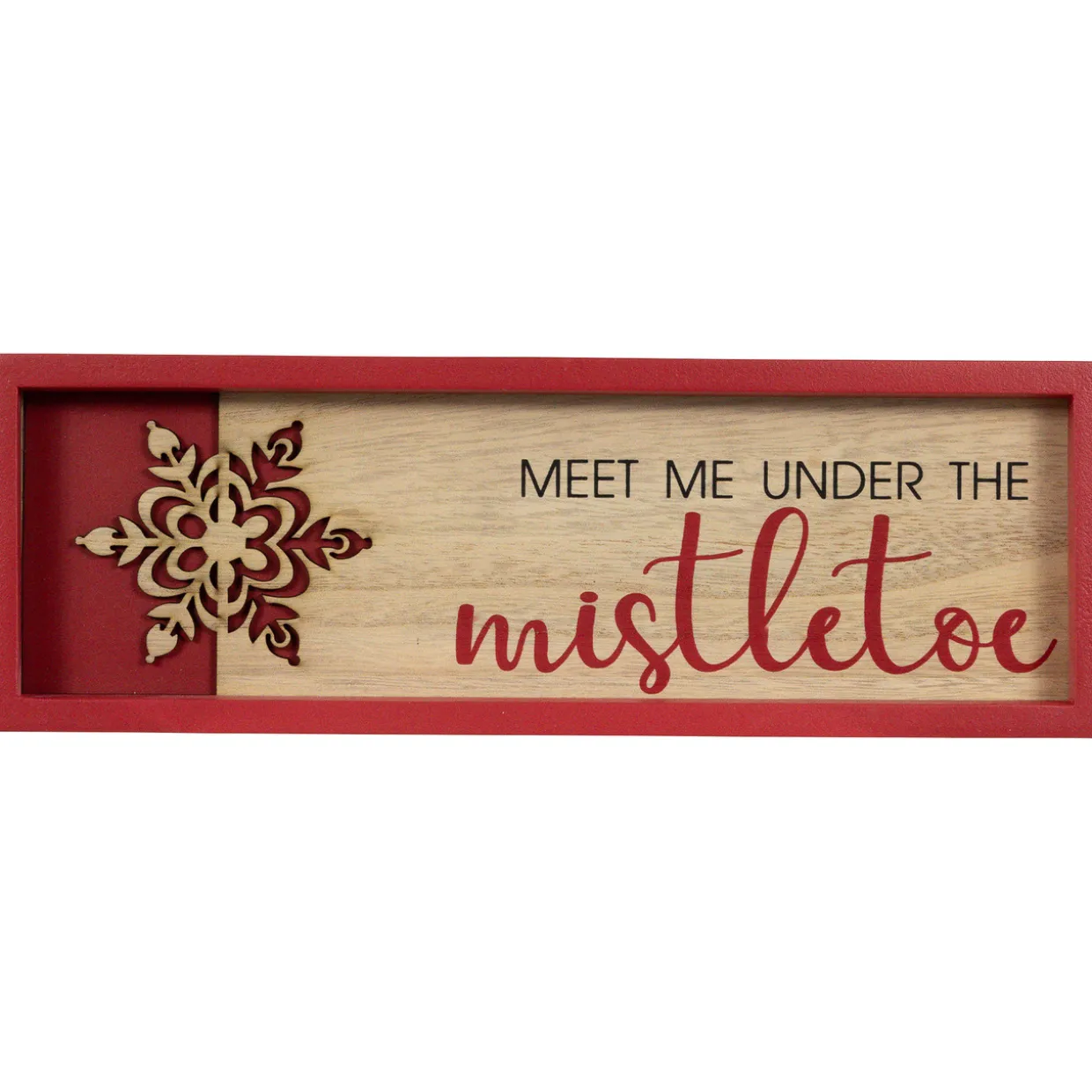 Framed "Meet Me Under the Mistletoe" Christmas Wall Decoration - 11.75" - Red