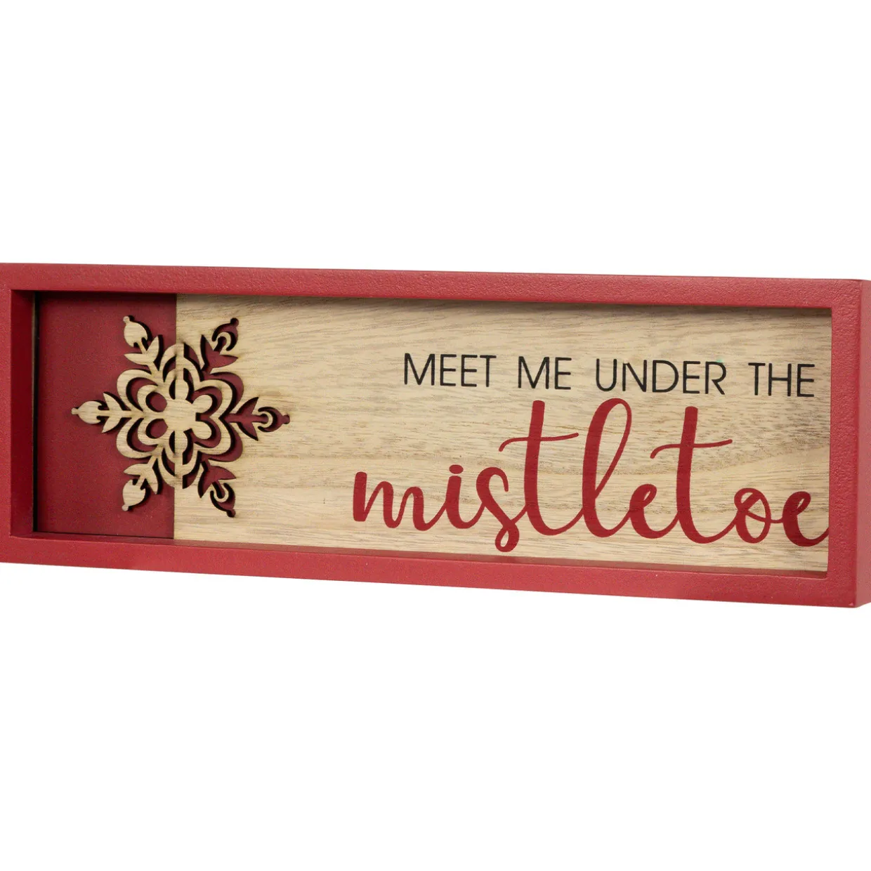 Framed "Meet Me Under the Mistletoe" Christmas Wall Decoration - 11.75" - Red