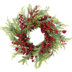 Frosted Berry and Crabapple Artificial Cedar and Pine Christmas Wreath - 24" - Unlit