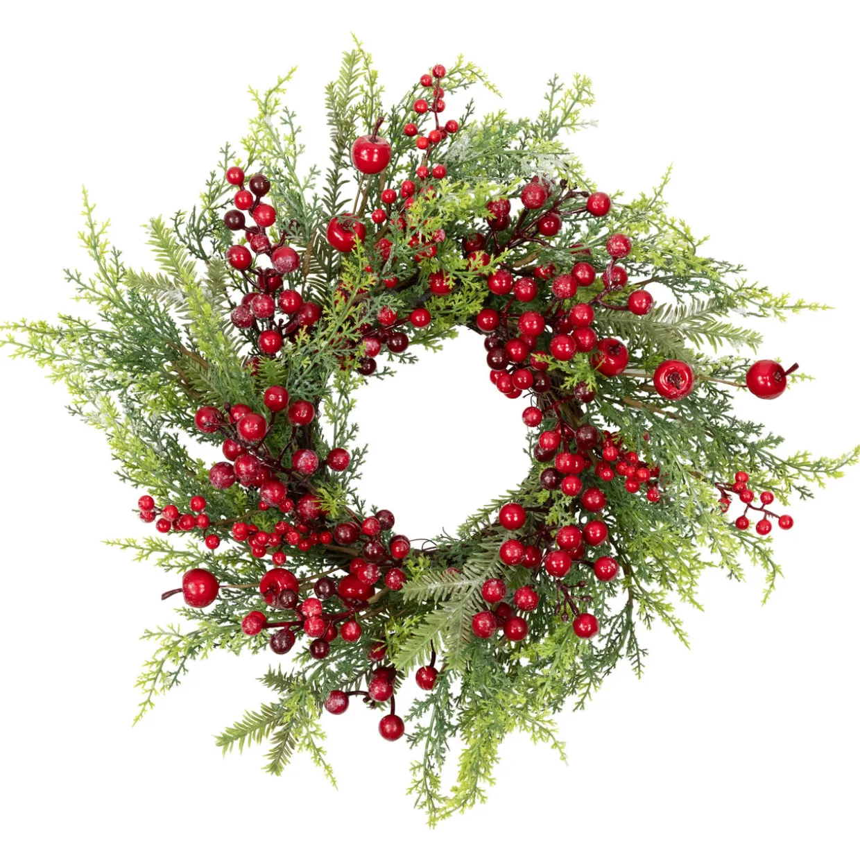 Frosted Berry and Crabapple Artificial Cedar and Pine Christmas Wreath - 24" - Unlit