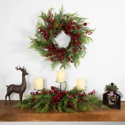 Frosted Berry and Crabapple Artificial Cedar and Pine Christmas Wreath - 24" - Unlit