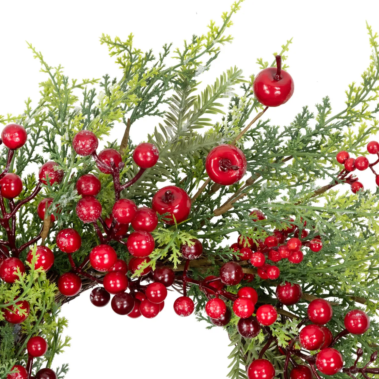 Frosted Berry and Crabapple Artificial Cedar and Pine Christmas Wreath - 24" - Unlit