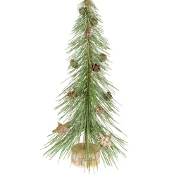 Frosted Bottle Brush Tree on Wooden Base Christmas Decoration - 13