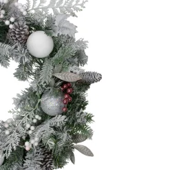 Frosted Cedar and Berries Artificial Christmas Wreath - 24-Inch, Unlit