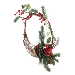 Frosted Cornucopia Artificial Christmas Wreath - 14-Inch, Unlit