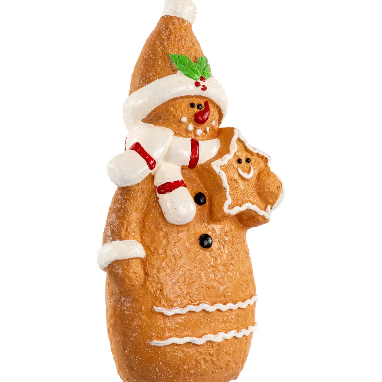 Frosted Gingerbread Snowman with Star Cookie Christmas Figurine - 7.5"