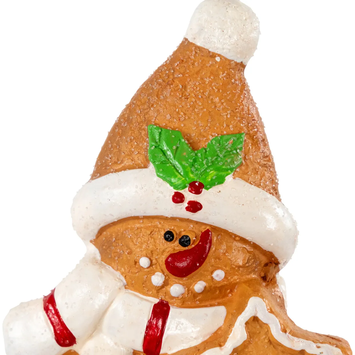 Frosted Gingerbread Snowman with Star Cookie Christmas Figurine - 7.5"