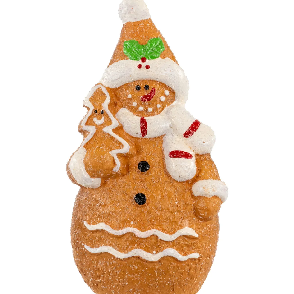 Frosted Gingerbread Snowman with Cookie Tree Christmas Figurine - 5.75"