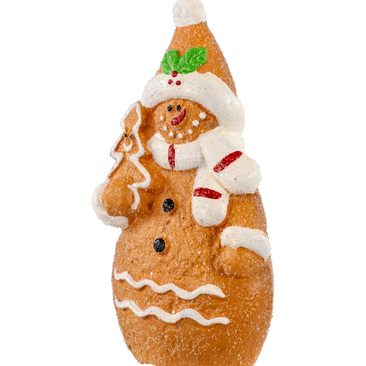 Frosted Gingerbread Snowman with Cookie Tree Christmas Figurine - 5.75"