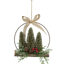Frosted Mini Bottle Brush Trees Christmas Ornament - 7"