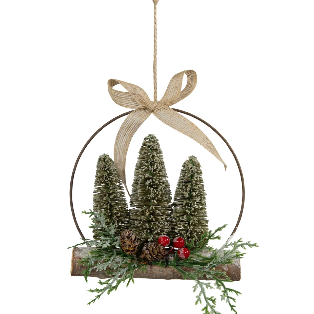 Frosted Mini Bottle Brush Trees Christmas Ornament - 7"