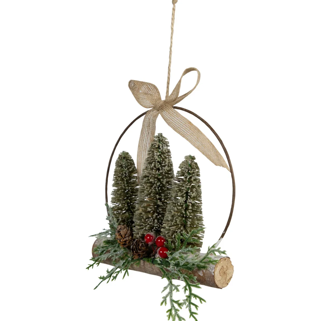 Frosted Mini Bottle Brush Trees Christmas Ornament - 7"