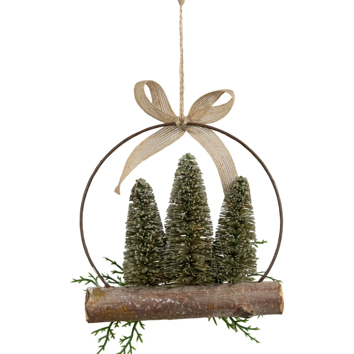 Frosted Mini Bottle Brush Trees Christmas Ornament - 7"