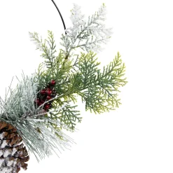 Frosted Mixed Foliage with Berries and Pinecone Artificial Christmas Wreath, 16-Inch, Unlit