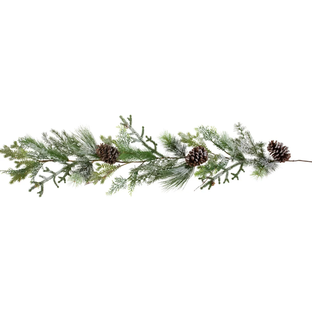 Frosted Mixed Pine and Cedar with Pinecones Artificial Christmas Garland - 5' x 10" - Unlit