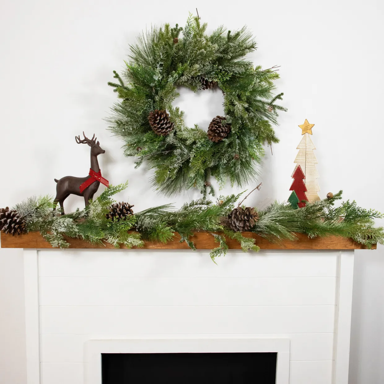 Frosted Mixed Pine and Cedar with Pinecones Artificial Christmas Garland - 5' x 10" - Unlit