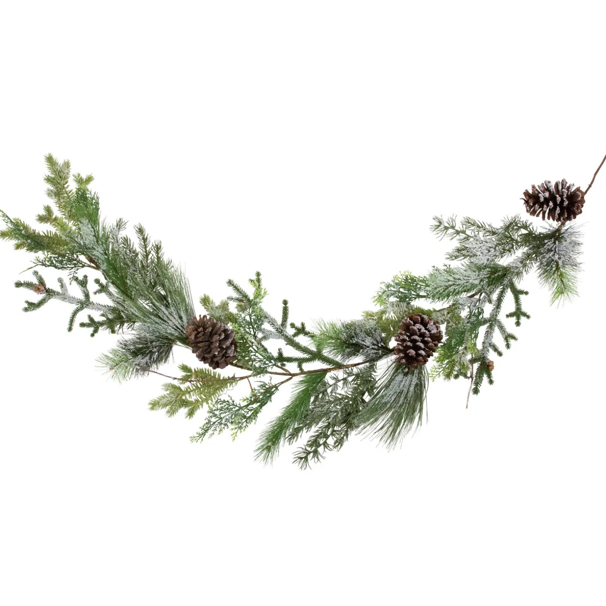 Frosted Mixed Pine and Cedar with Pinecones Artificial Christmas Garland - 5' x 10" - Unlit