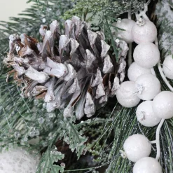 Frosted Mixed Pine and Pine Cone Artificial Christmas Wreath, 24-inch, Unlit