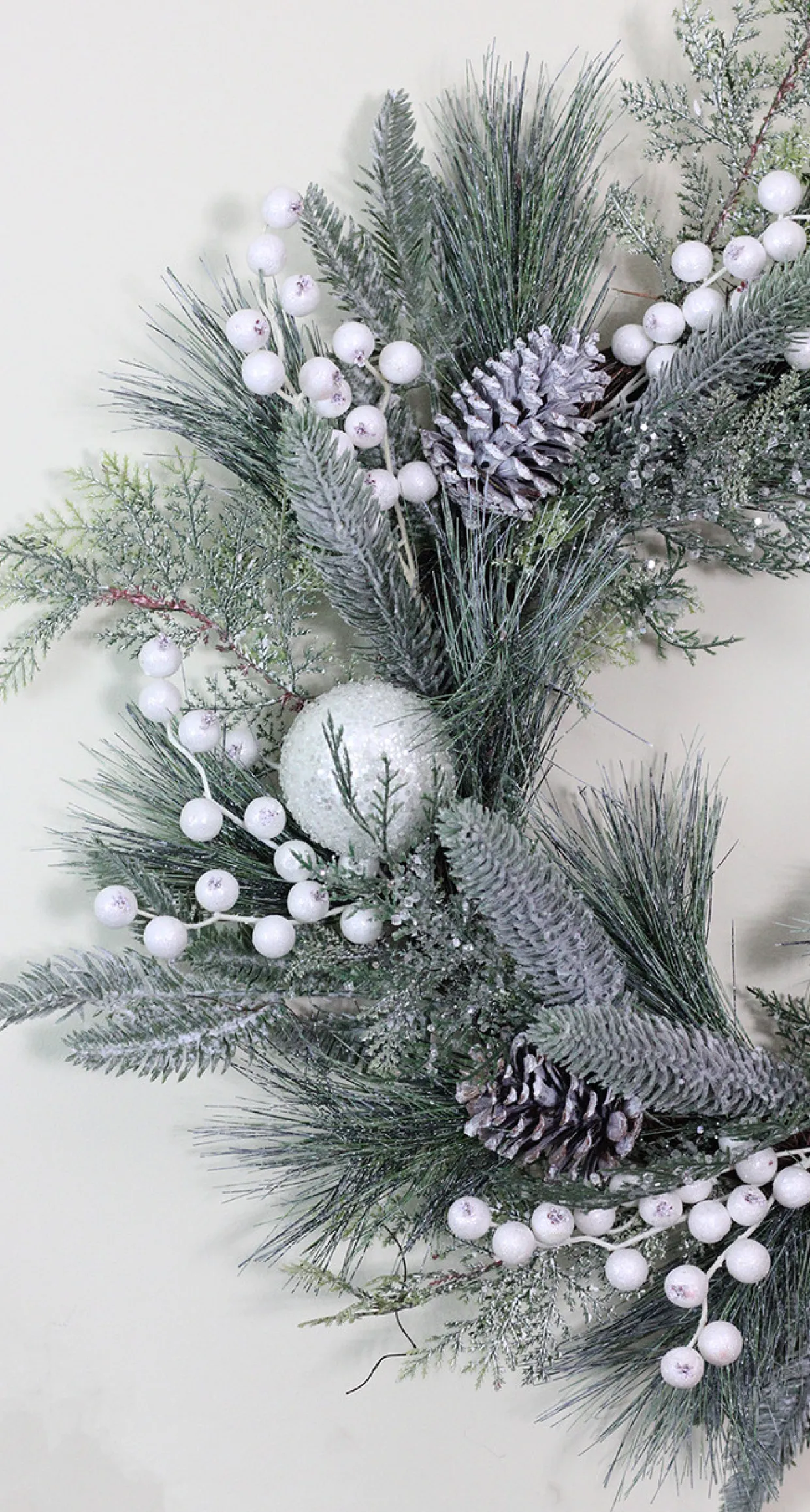 Frosted Mixed Pine and Pine Cone Artificial Christmas Wreath, 24-inch, Unlit