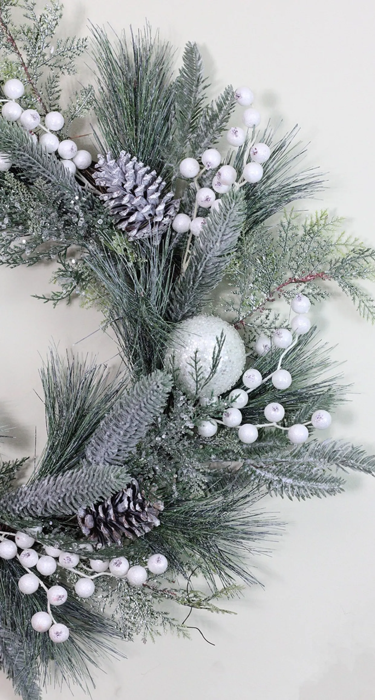 Frosted Mixed Pine and Pine Cone Artificial Christmas Wreath, 24-inch, Unlit