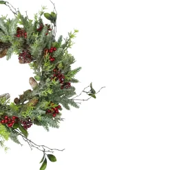 Frosted Pine and Berry Artificial Christmas Wreath, 25-Inch, Unlit