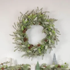 Frosted Pine and Pinecone Christmas Wreath, 30-Inch, Unlit