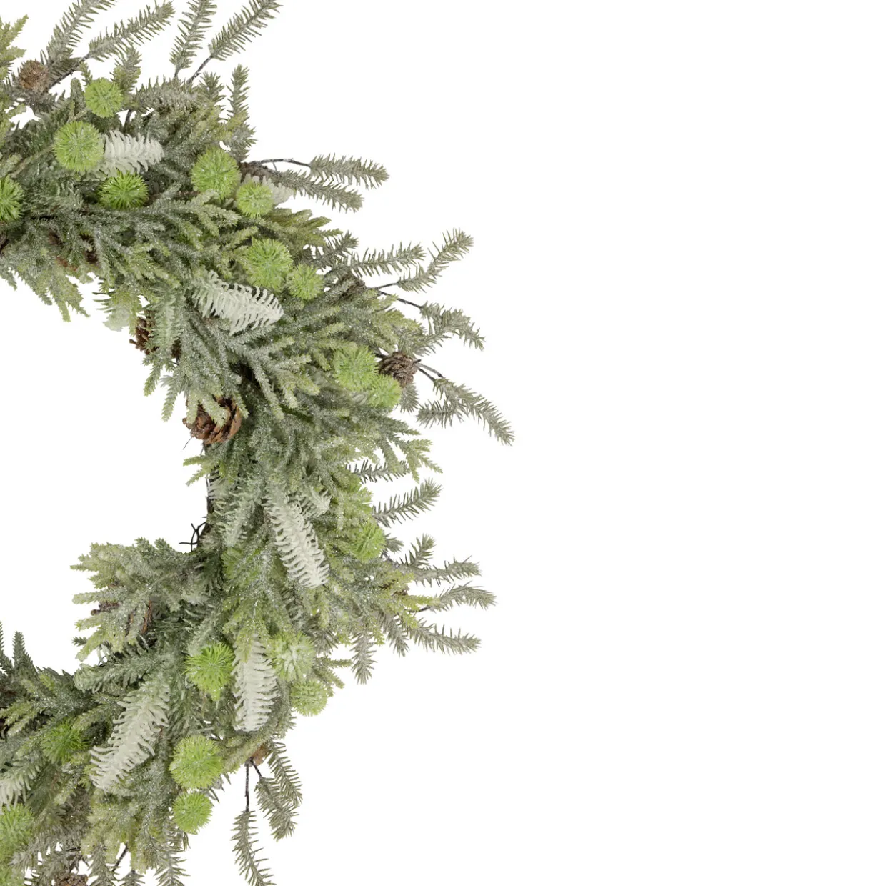 Frosted Pine and Pinecone Christmas Wreath, 30-Inch, Unlit