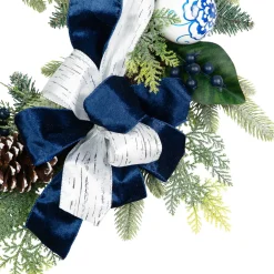 Frosted Pine with Blueberries, Bows and Ornaments Christmas Wreath - 24