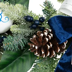Frosted Pine with Blueberries, Bows and Ornaments Christmas Wreath - 24