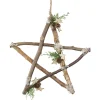 Frosted Pinecone Natural Wood Branch Christmas Star Wall Decoration - 13.75"
