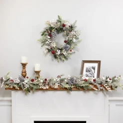 Frosted Pinecones and Berries Artificial Christmas Garland - 6' x 8