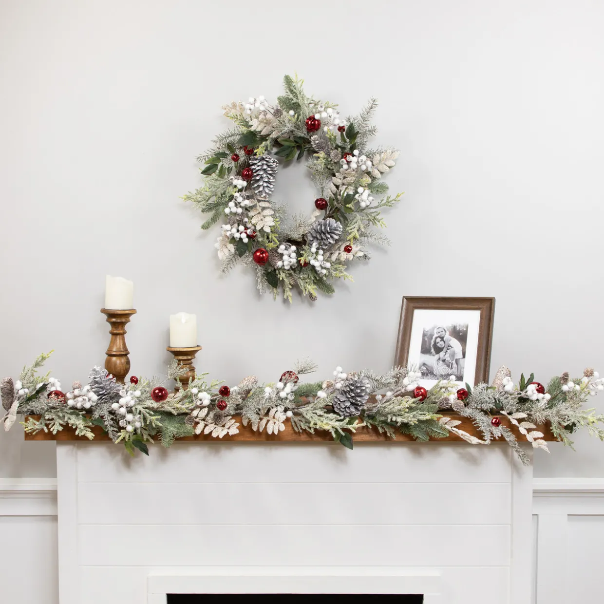 Frosted Pinecones and Berries Artificial Christmas Garland - 6' x 8" - Unlit