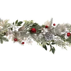 Frosted Pinecones and Berries Artificial Christmas Garland - 6' x 8