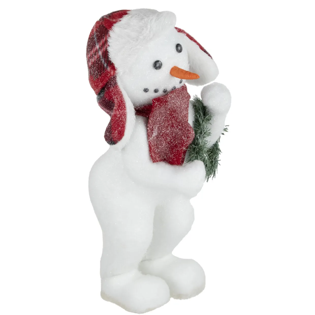 Frosted Snowman with Wreath Christmas Figure - 16"