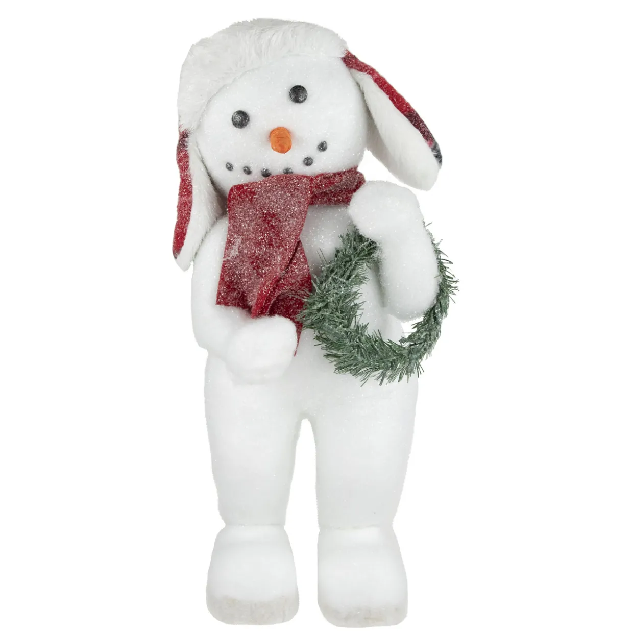 Frosted Snowman with Wreath Christmas Figure - 16"