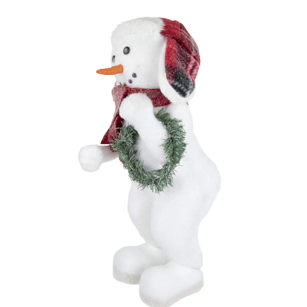 Frosted Snowman with Wreath Christmas Figure - 16"