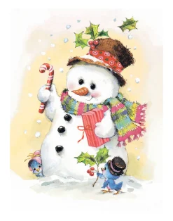 Frosty Snowman Winter Scene Wall Decor Art Print